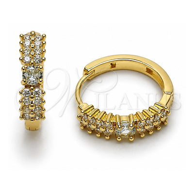 Oro Laminado Huggie Hoop, Gold Filled Style with White Cubic Zirconia, Polished, Golden Finish, 02.323.0116.20
