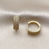 Oro Laminado Huggie Hoop, Gold Filled Style with White Cubic Zirconia, Polished, Golden Finish, 02.323.0117.16
