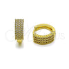 Oro Laminado Huggie Hoop, Gold Filled Style with White Cubic Zirconia, Polished, Golden Finish, 02.323.0117.16