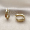 Oro Laminado Huggie Hoop, Gold Filled Style with White Cubic Zirconia, Polished, Golden Finish, 02.323.0118.14