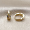 Oro Laminado Huggie Hoop, Gold Filled Style with White Cubic Zirconia, Polished, Golden Finish, 02.323.0120.14