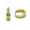 Oro Laminado Huggie Hoop, Gold Filled Style with White Cubic Zirconia, Polished, Golden Finish, 02.323.0120.14