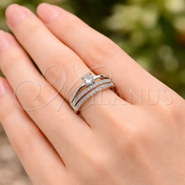 White Gold Filled Ring — Multi Stone Ring with White Cubic Zirconia Polished — alternate product view — SKU 164468 | Oro Laminado Blanco anillo — Multi Stone Ring with blanco Cubic Zirconia pulido — SKU 164468