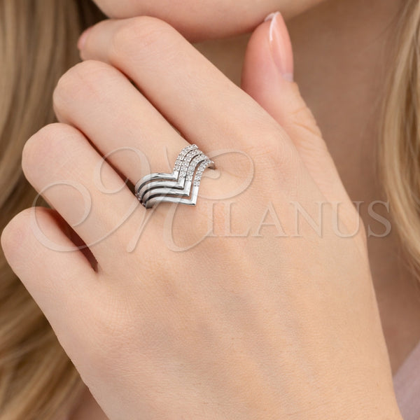 White Gold Filled Ring — Multi Stone Ring with White Cubic Zirconia Polished — alternate product view — SKU 164469 | Oro Laminado Blanco anillo — Multi Stone Ring with blanco Cubic Zirconia pulido — SKU 164469