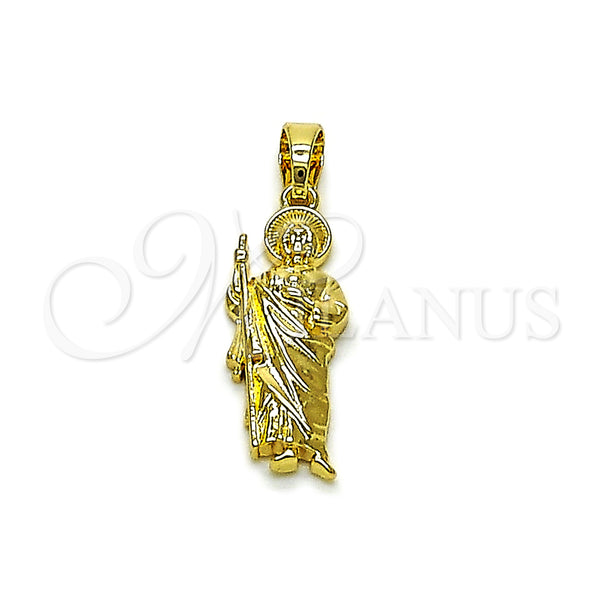 Oro Laminado Religious Pendant, Gold Filled Style San Judas Design, Polished, Golden Finish, 05.210.0018