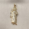 Oro Laminado Religious Pendant, Gold Filled Style San Judas Design, Polished, Golden Finish, 05.210.0019