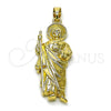 Oro Laminado Religious Pendant, Gold Filled Style San Judas Design, Polished, Golden Finish, 05.210.0019
