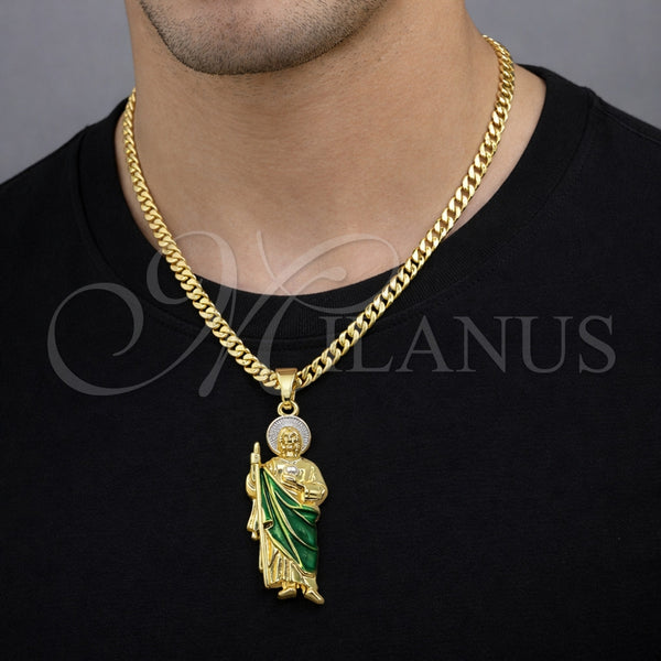 Gold Filled Pendant — Religious Pendant San Judas Design Polished Tricolor 05. — alternate product view — SKU 164473 | Oro Laminado dije — Religious Pendant San Judas diseño pulido Tricolor 05. — SKU 164473