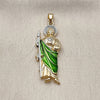 Oro Laminado Religious Pendant, Gold Filled Style San Judas Design, Polished, Tricolor, 05.210.0019.1