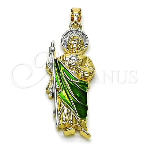 Oro Laminado Religious Pendant, Gold Filled Style San Judas Design, Polished, Tricolor, 05.210.0019.1