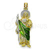 Oro Laminado Religious Pendant, Gold Filled Style San Judas Design, Polished, Tricolor, 05.210.0019.1