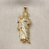 Oro Laminado Religious Pendant, Gold Filled Style San Judas Design, Polished, Golden Finish, 05.210.0020