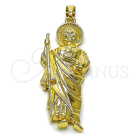 Oro Laminado Religious Pendant, Gold Filled Style San Judas Design, Polished, Golden Finish, 05.210.0020