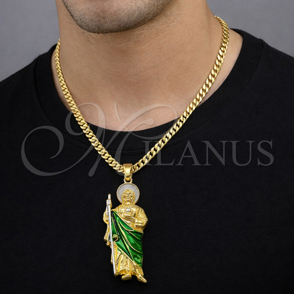 Gold Filled Pendant — Religious Pendant San Judas Design Polished Tricolor 05. — alternate product view — SKU 164475 | Oro Laminado dije — Religious Pendant San Judas diseño pulido Tricolor 05. — SKU 164475