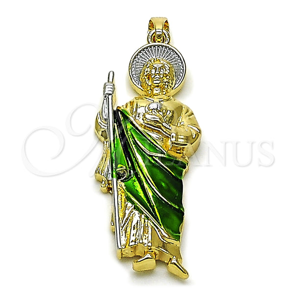 Oro Laminado Religious Pendant, Gold Filled Style San Judas Design, Polished, Tricolor, 05.210.0020.1