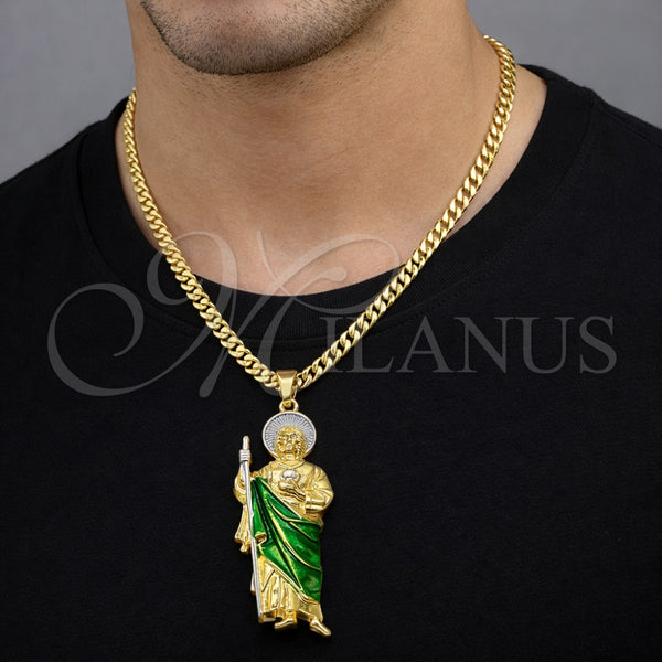 Gold Filled Pendant — Religious Pendant San Judas Design Polished Tricolor 05. — alternate product view — SKU 164477 | Oro Laminado dije — Religious Pendant San Judas diseño pulido Tricolor 05. — SKU 164477
