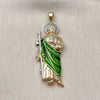 Oro Laminado Religious Pendant, Gold Filled Style San Judas Design, Polished, Tricolor, 05.210.0021.1