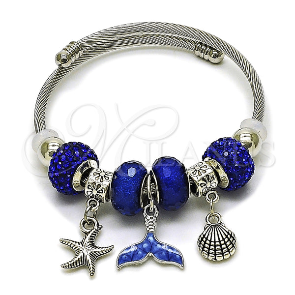 Stainless Steel Jewelry — Individual Bangle Shell and Fish Design with Sapphire — main product view — SKU 164482 | Acero Inoxidable joyería — Individual Bangle Shell and Fish diseño with Sapphire — SKU 164482