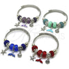 Stainless Steel Individual Bangle, Shell and Fish Design, with Sapphire Blue Crystal, Blue Enamel Finish, Steel Finish, 07.454.0005 (03 MM Thickness, One size fits all)