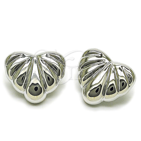Rhodium Plated Stud Earring, Heart Design, Polished, Rhodium Finish, 02.455.0001