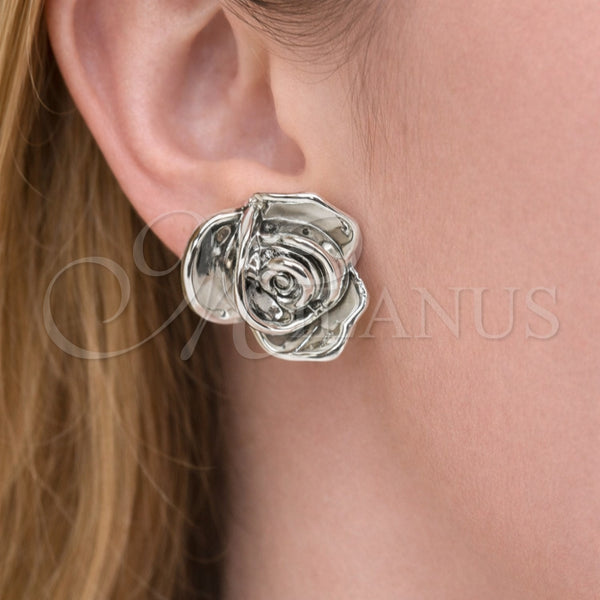 White Gold Filled Ring — Stud Earring Flower Design Polished 02. — alternate product view — SKU 164490 | Oro Laminado Blanco anillo — Stud Earring flor diseño pulido 02. — SKU 164490