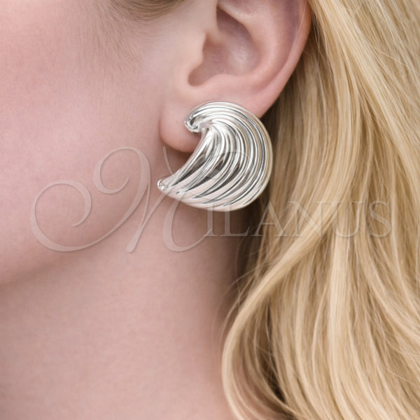 White Gold Filled Ring — Stud Earring Polished 02. — alternate product view — SKU 164494 | Oro Laminado Blanco anillo — Stud Earring pulido 02. — SKU 164494