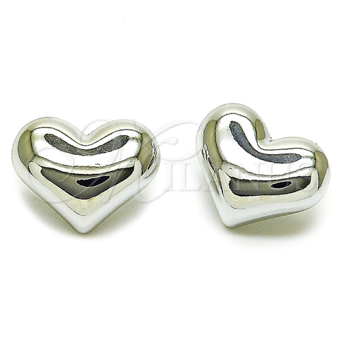Rhodium Plated Stud Earring, Heart Design, Polished, Rhodium Finish, 02.455.0013