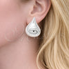 Rhodium Gold Filled Stud Earring, Teardrop Design, Polished, Rhodium Finish, 02.455.0014
