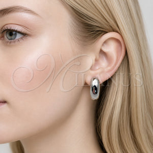 White Gold Filled Hoop Earrings — Medium Hoop Polished 02. — main product view — SKU 164503 | Oro Laminado Blanco aretes de aro — Medium Hoop pulido 02. — SKU 164503