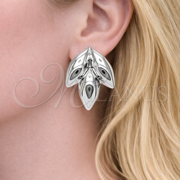 White Gold Filled Ring — Stud Earring Leaf Design Polished 02. — alternate product view — SKU 164505 | Oro Laminado Blanco anillo — Stud Earring Leaf diseño pulido 02. — SKU 164505