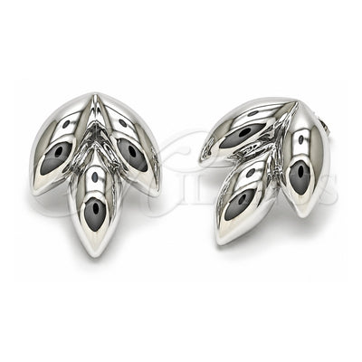 White Gold Filled Stud Earring, Leaf Design, Polished, Rhodium Finish, 02.455.0018