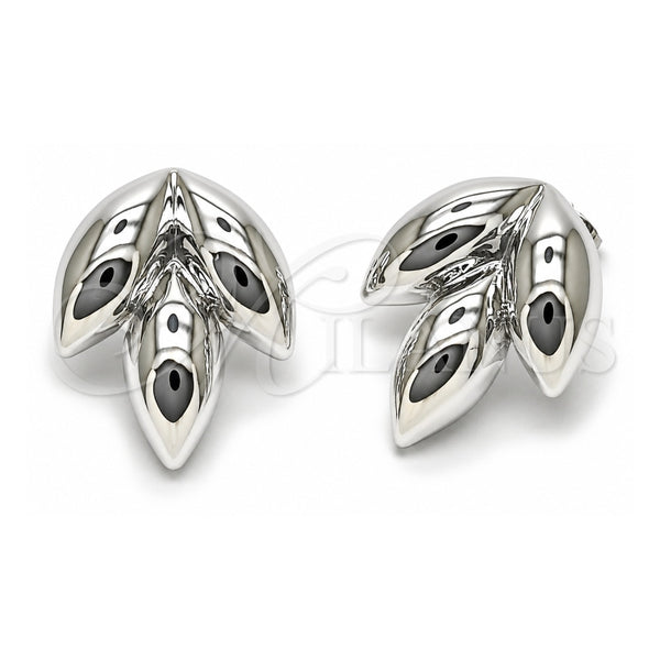 White Gold Filled Stud Earring, Leaf Design, Polished, Rhodium Finish, 02.455.0018