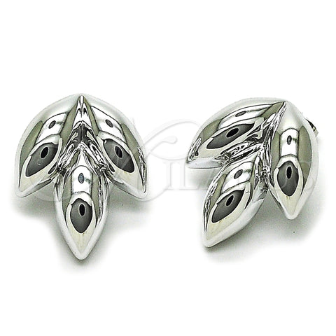 Rhodium Plated Stud Earring, Leaf Design, Polished, Rhodium Finish, 02.455.0018