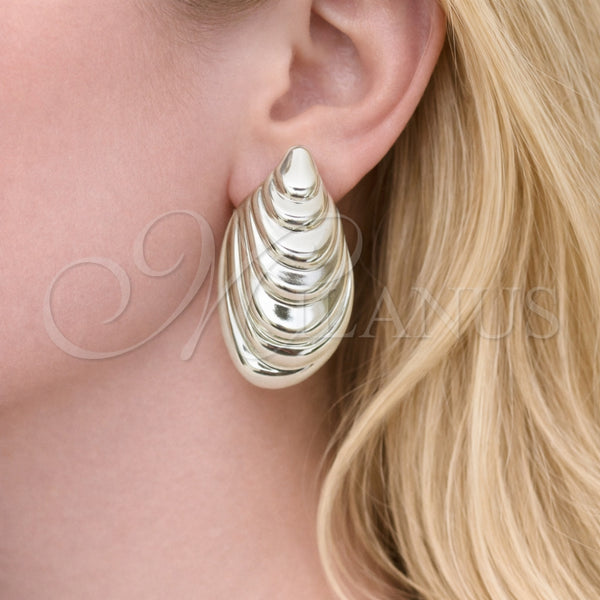 White Gold Filled Ring — Stud Earring Shell Design Polished 02. — alternate product view — SKU 164506 | Oro Laminado Blanco anillo — Stud Earring Shell diseño pulido 02. — SKU 164506