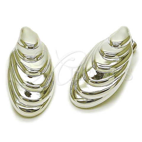 Rhodium Plated Stud Earring, Shell Design, Polished, Rhodium Finish, 02.455.0019