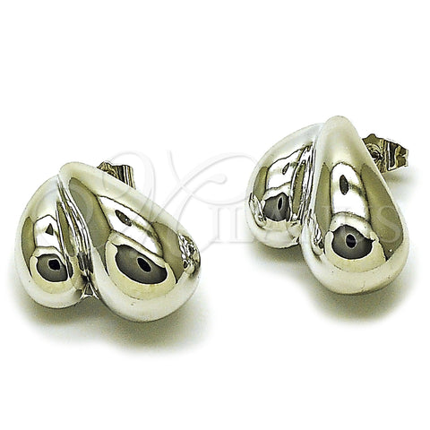 Rhodium Gold Filled Stud Earring, Heart Design, Polished, Rhodium Finish, 02.455.0025