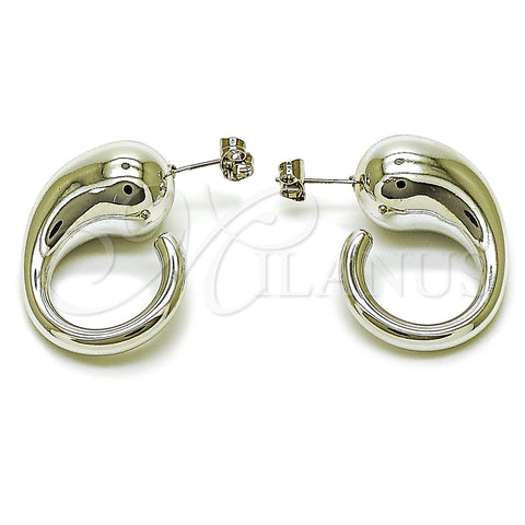 Rhodium Plated Stud Earring, Teardrop Design, Polished, Rhodium Finish, 02.455.0031