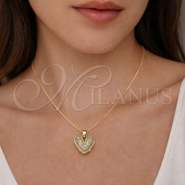 Gold Filled Pendant — Fancy Pendant Heart Design with White Cubic Zirconia — alternate product view — SKU 164519 | Oro Laminado dije — elegante Pendant corazón diseño with blanco Cubic Zirconia — SKU 164519