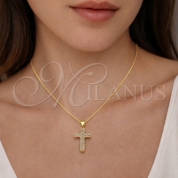 Gold Filled Pendant — Religious Pendant Cross Design with White Micro Pave — alternate product view — SKU 164527 | Oro Laminado dije — Religious Pendant cruz diseño with blanco Micro Pave — SKU 164527