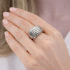 Rhodium Gold Filled Elegant Ring, Teardrop Design, Diamond Cutting Finish, Rhodium Finish, 01.213.0054.1 (One size fits all)