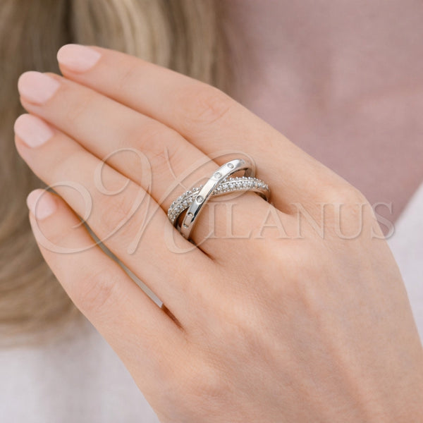 White Gold Filled Ring — Multi Stone Ring with White Cubic Zirconia and — alternate product view — SKU 164536 | Oro Laminado Blanco anillo — Multi Stone Ring with blanco Cubic Zirconia and — SKU 164536