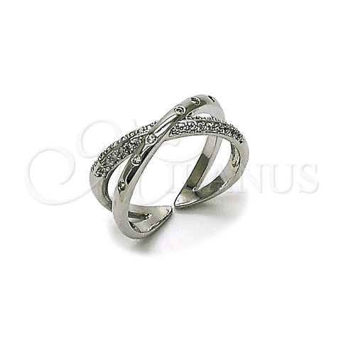 Rhodium Gold Filled Multi Stone Ring, with White Cubic Zirconia and White Micro Pave, Polished, Rhodium Finish, 01.213.0086 (One size fits all)