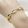 Oro Laminado Fancy Bracelet, Gold Filled Style Puff Mariner Design, Polished, Golden Finish, 04.213.0345.07 (Thickness, 7 Inches Length)