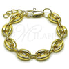 Oro Laminado Fancy Bracelet, Gold Filled Style Puff Mariner Design, Polished, Golden Finish, 04.213.0345.07 (Thickness, 7 Inches Length)