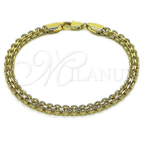 Oro Laminado Basic Bracelet, Gold Filled Style Bismark Design, Polished, Golden Finish, 03.213.0354.1.07 (05 MM Thickness, 8 Inches Length)