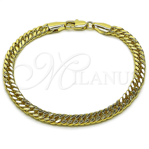 Oro Laminado Basic Bracelet, Gold Filled Style Polished, Golden Finish, 03.213.0436.07 (Thickness, 8 Inches Length)