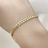 Oro Laminado Basic Bracelet, Gold Filled Style Concave Cuban Design, Polished, Golden Finish, 04.213.0344.07 (Thickness, 8 Inches Length)