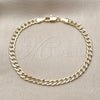 Oro Laminado Basic Bracelet, Gold Filled Style Concave Cuban Design, Polished, Golden Finish, 04.213.0344.07 (Thickness, 8 Inches Length)