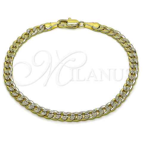 Oro Laminado Basic Bracelet, Gold Filled Style Concave Cuban Design, Polished, Golden Finish, 04.213.0344.07 (Thickness, 8 Inches Length)