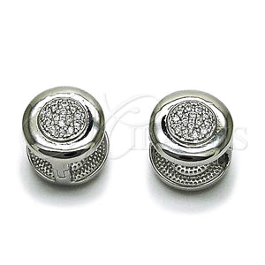 White Gold Filled Hoop Earrings — Huggie Hoop with White Micro Pave Polished 02. — main product view — SKU 164543 | Oro Laminado Blanco aretes de aro — Huggie Hoop with blanco Micro Pave pulido 02. — SKU 164543